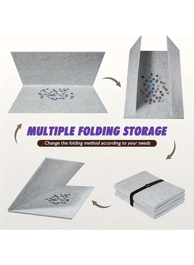 Light Grey Foldable Puzzle Board Mat With 6 Drawstrings 4 Storage Trays Portable Sewing Storage - Image 3